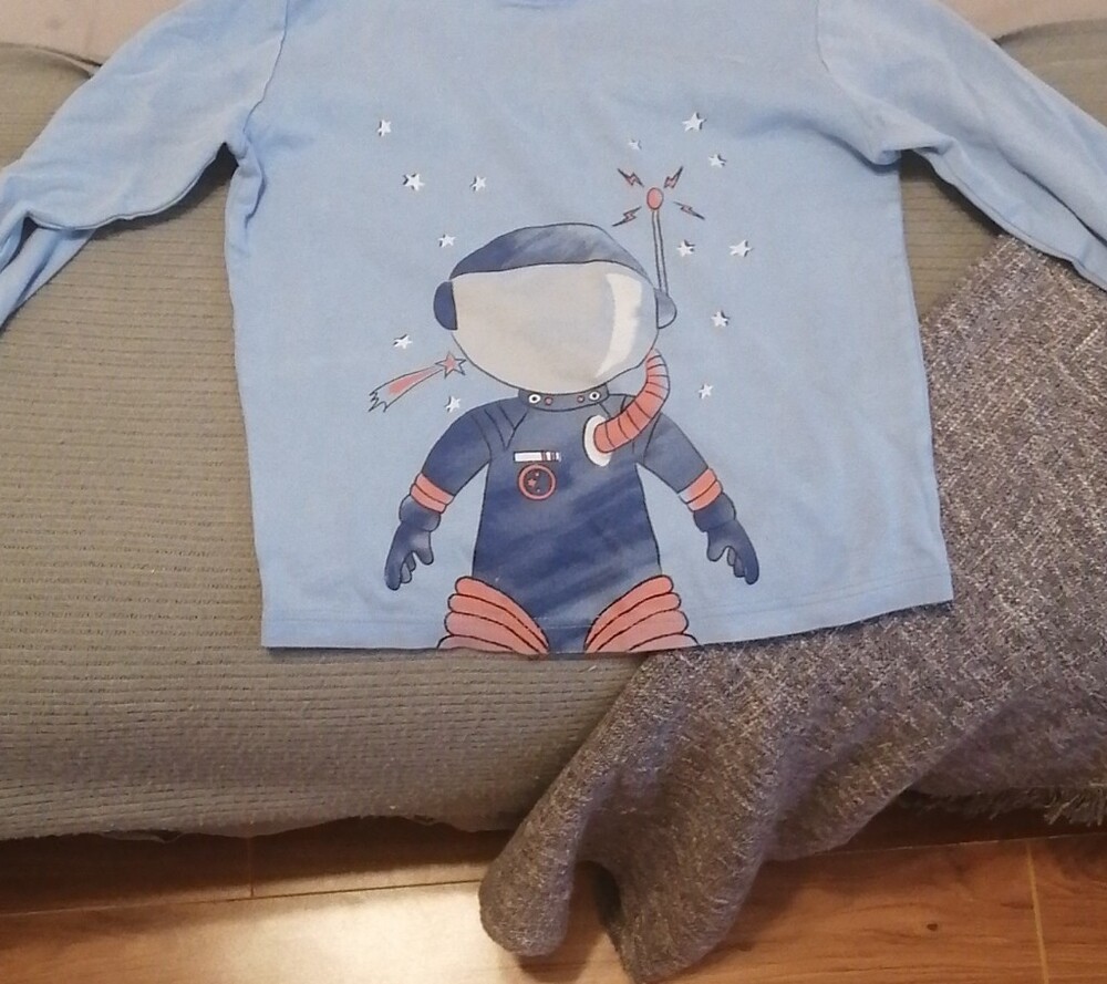 Light Blue Kids Astronaut Pajama Top